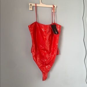 NWT!! Red faux latex bodysuit